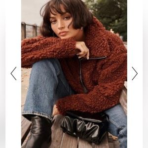 Abercrombie & Fitch cinched curley drama sherpa jacket pullover